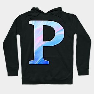 The Letter P Blue and Pink Marble Hoodie